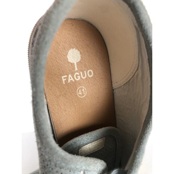 FAGUO Suede Perforated Sneaker Men's 8 / 40 Birch Blue Leather Lace Up Comfort - Picture 3 of 14